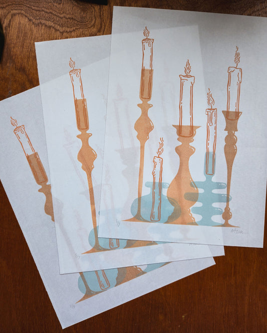 Candles | Peach & Dusty Blue | A4