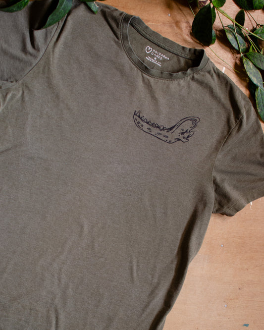 Jawbone T-Shirt | Block Printed Thrifted | (M)