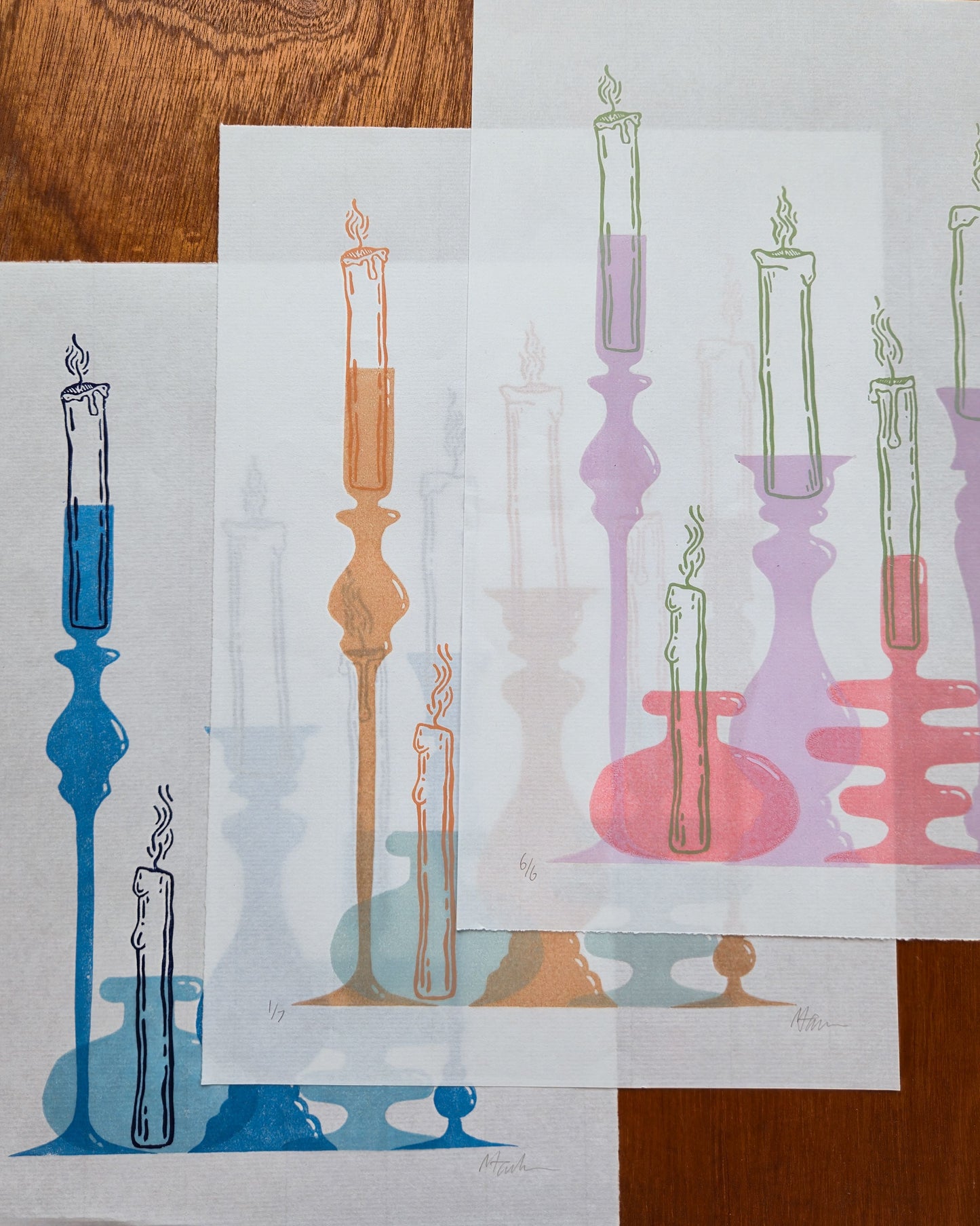 Candles | Peach & Dusty Blue | A4