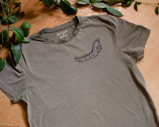 Jawbone T-Shirt | Block Printed Thrifted | (M)