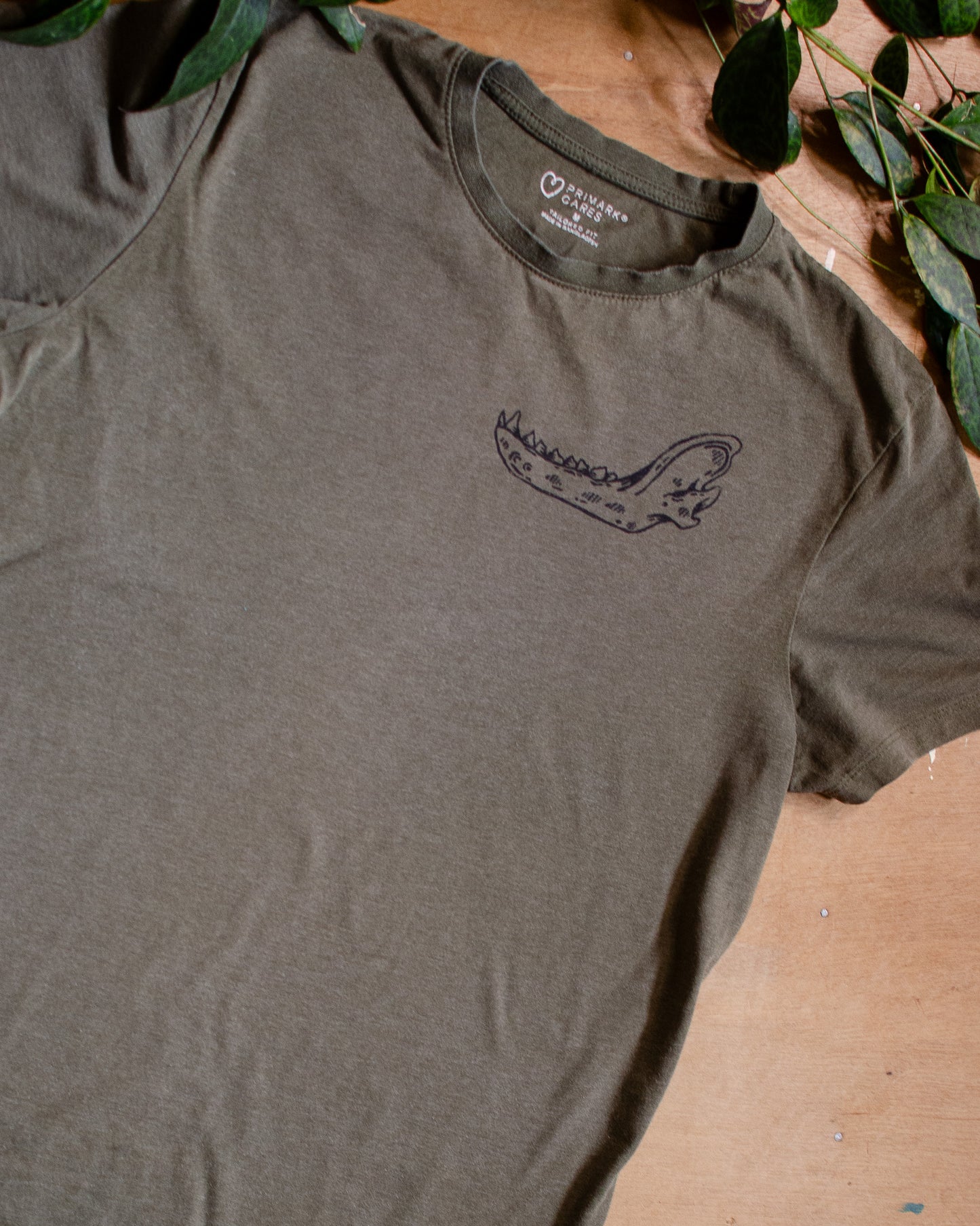 Jawbone T-Shirt | Block Printed Thrifted | (M)