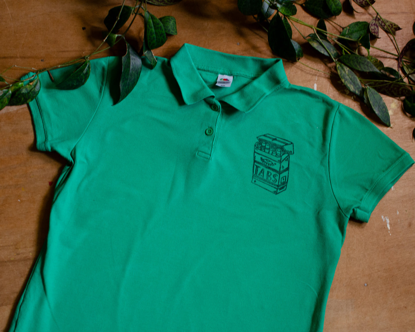 Tabs Button Up Polo | Block Printed Thrifted | (M)