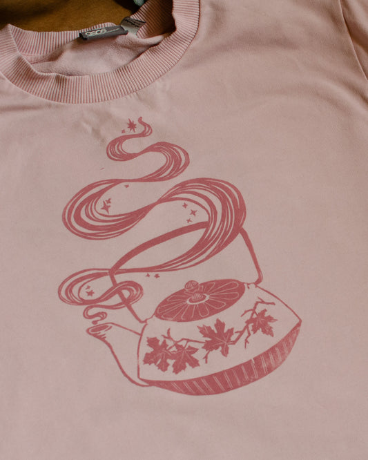 Teapot Jumper| Block Printed Thrifted | (M)