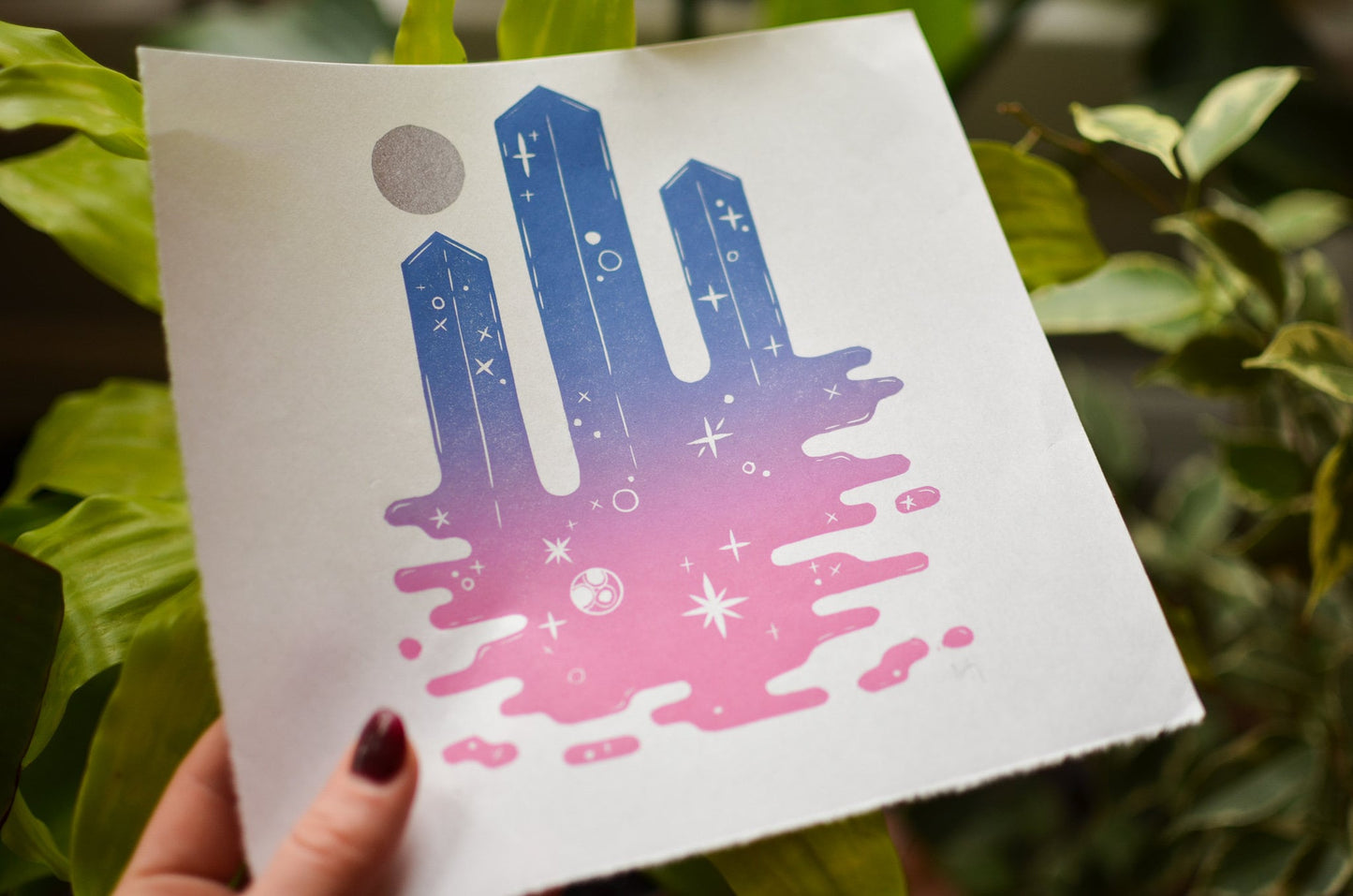 Space Columns | Amethyst | 8x8 Inches