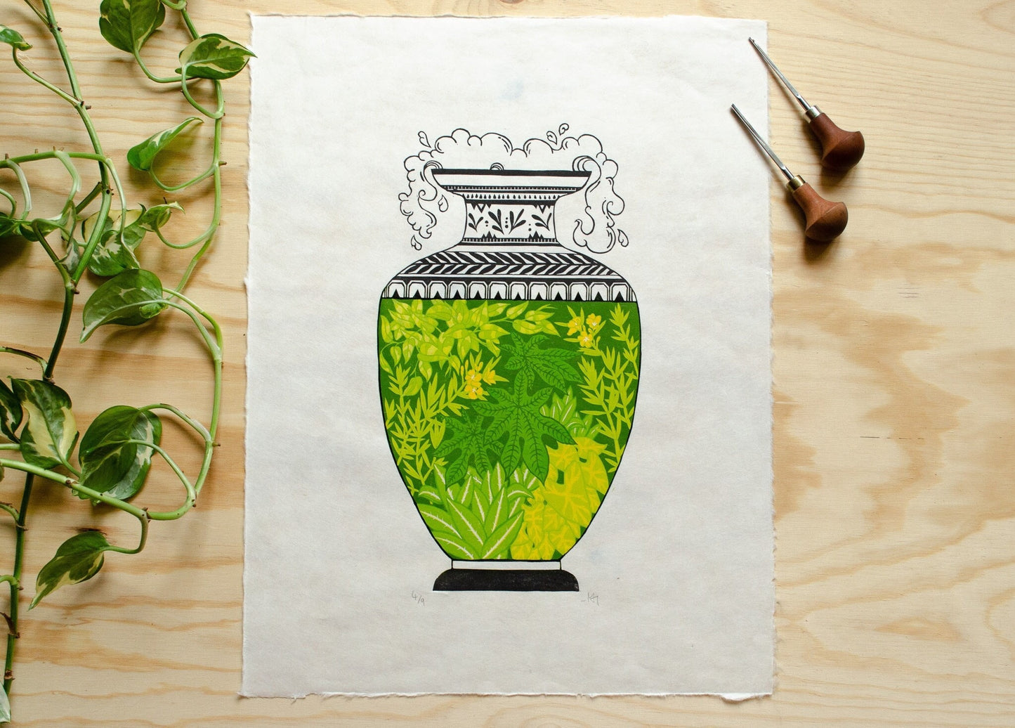 Botanical Vase | Spring Green | 38.5x50 cm